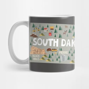 South Dakota State USA Illustrated Map Mug